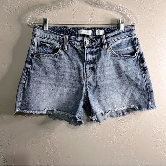 Kancan Curvy Rid-rise Raw Hem Denim Shorts - Picture 3 of 8